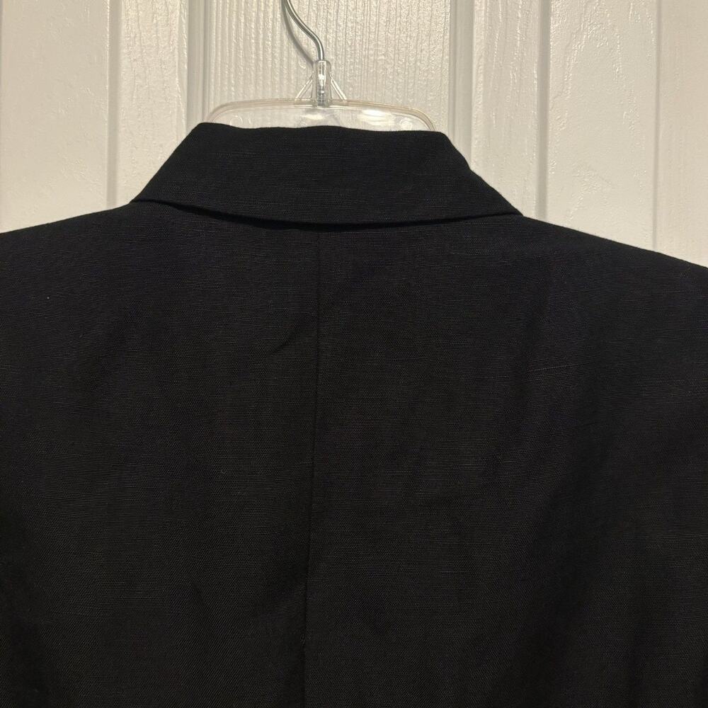 VTG 90s Harve Benard Long Blazer Womens 6 Black Linen Blend Coat Minimalist Prep - Picture 11 of 11